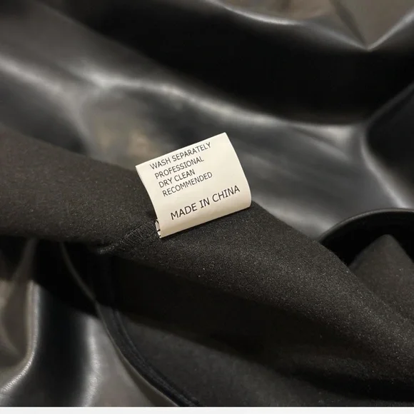 Black Faux Leather Draped Wrap Midi Skirt Size Medium - Picture 9 of 9